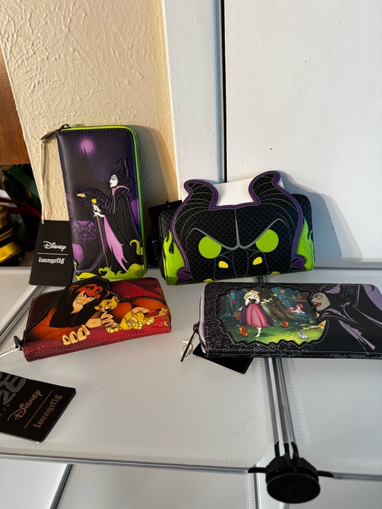 Loungefly Handbags - Loungefly Villains Wallets - Black, Neon Green, Purple & Red Accents
